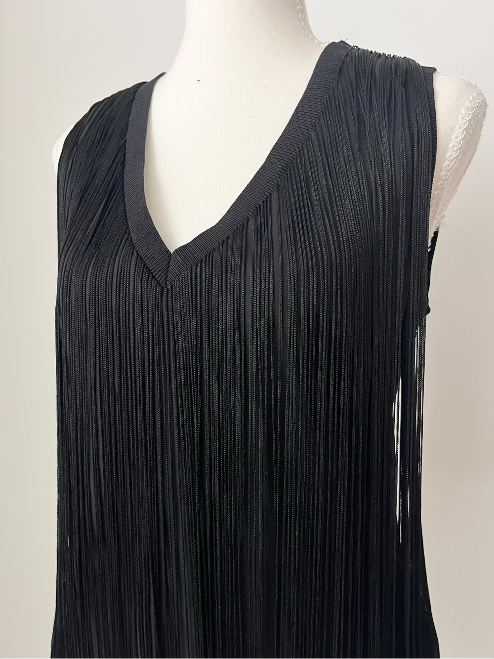 NWT Sachin & Babi Women's Fringe Top Black XS Avant Garde Indie Sleeze Disco